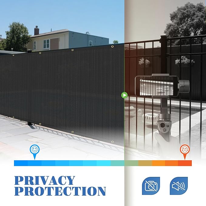 ECOOPTS 4'x6' Privacy Fence Screen Windscreen with Copper Grommets, Fit for Commercial Fence and Residential Garden Outdoor 90% UV Blockage, Cable Zip Ties Included (Black)
