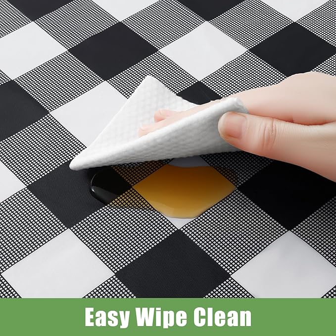 Smiry 5 Pack Black Gingham Disposable Tablecloths - 54" x 108" Heavy Duty Plastic Table Cloth, Waterproof Buffalo Plaid Table Covers for Picnic, Banquets, Outdoor Parties