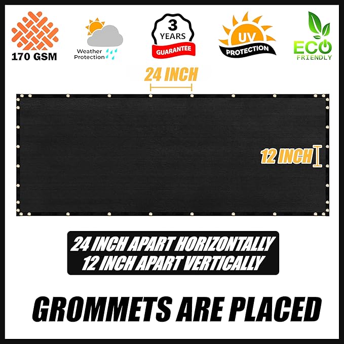 Royal Shade Custom Size 4' x 83' Black Fence Privacy Screen Windscreen Cover Netting Mesh Fabric Cloth - Cable Zip Ties Included (We Make Custom Size)
