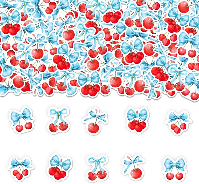 200 Pcs He's The Cherry On Top Confetti, Cherry Bow Table Scatter Confetti Decorations, Red Summer Fruit Table Paper Decor for Baby Shower Birthday Wedding DIY Crafting Supplies