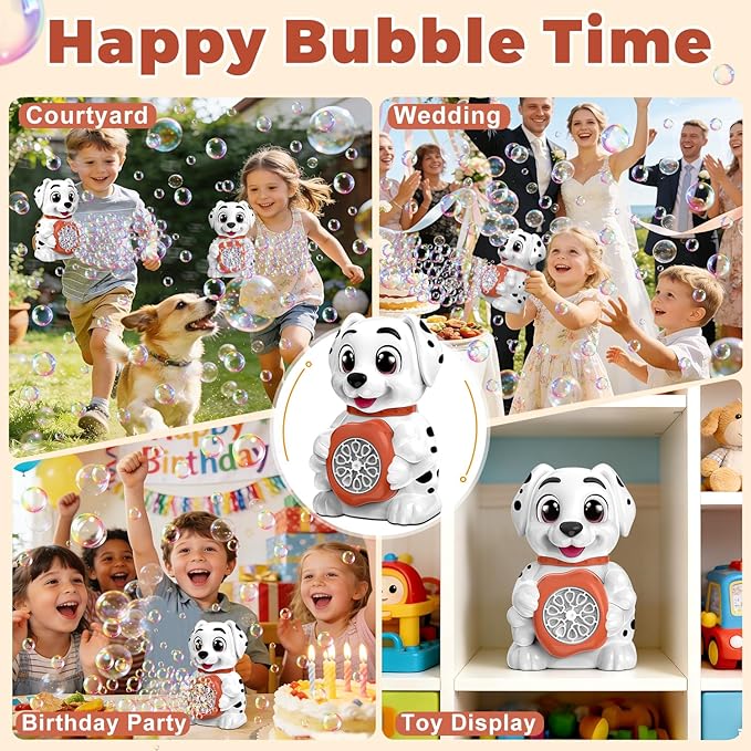 Zerhunt Leak-Proof Bubble Machine for Toddlers: Automatic Bubble Blower with Cute Dog Design, Lights & 150ML Tank - Durable Bubble Toy Gift for Kids Ages 3-7 - Idea for Party, Outdoor, Birthday