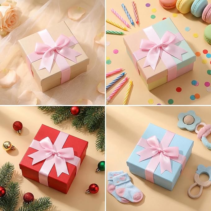 Pink Gift Wrap Bows – 100pcs 3.3 Inch Elegant Satin Bows for Gift Wrapping, Wedding Decor, Baby Shower, Party Decorations, Birthday, Christmas, Anniversary, DIY Crafts, Gift Bags