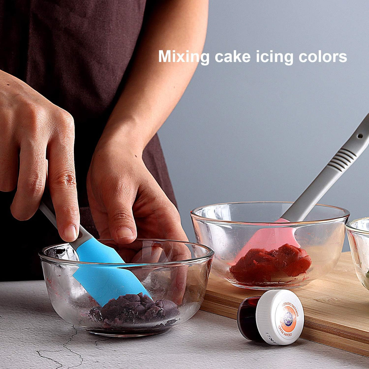 Silicone Mini Spatula, Curved Small Spatula, Kitchen Jar Spatula, Wet Pet Food Can Spoon, for Cooking Baking Frosting or Mixing, 6pcs