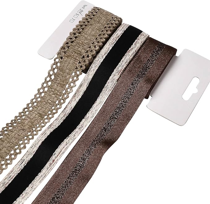 BEEFLYING 3 Styles Wire Edged Ribbons for Gift Wrapping, 25~28mm×2.7m Fabric Satin Ribbons for Wedding Party Decoration Hair Bows Flower Bounquet Sewing and Craft, 9 Yards