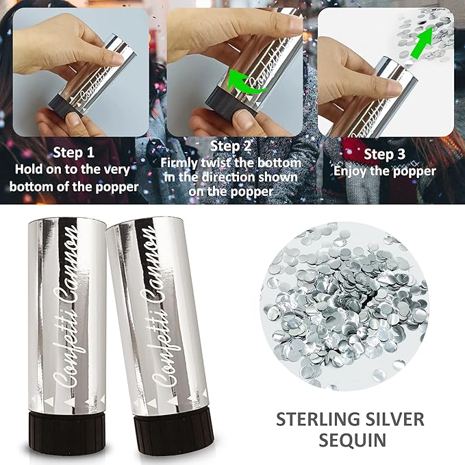 Party Confetti for Wedding Birthday Graduation Baby Shower Anniversary Christmas New Year's Kids Fun Party Supplies Decorations and Favors (Silver)