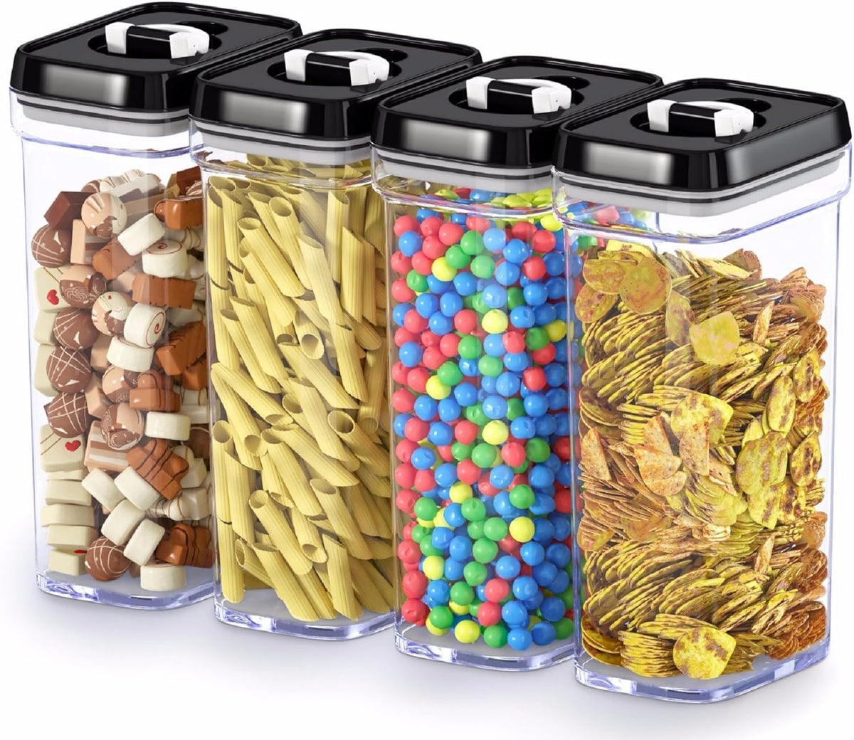 Dwëllza Kitchen Airtight Food Storage Containers with Lids – 4 Piece Set Air Tight Kitchen Storage Containers Clear Pantry Organization and Storage