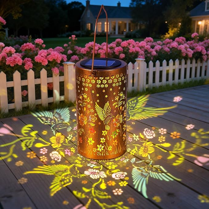 Colorful Hummingbird Solar Lanterns Outdoor Waterproof, Birthday Gifts for Women Mom Grandma, Hanging Hummingbird Solar Lights, Metal Lanterns Decorative Outdoor for Yard, Patio, Porch, Garden