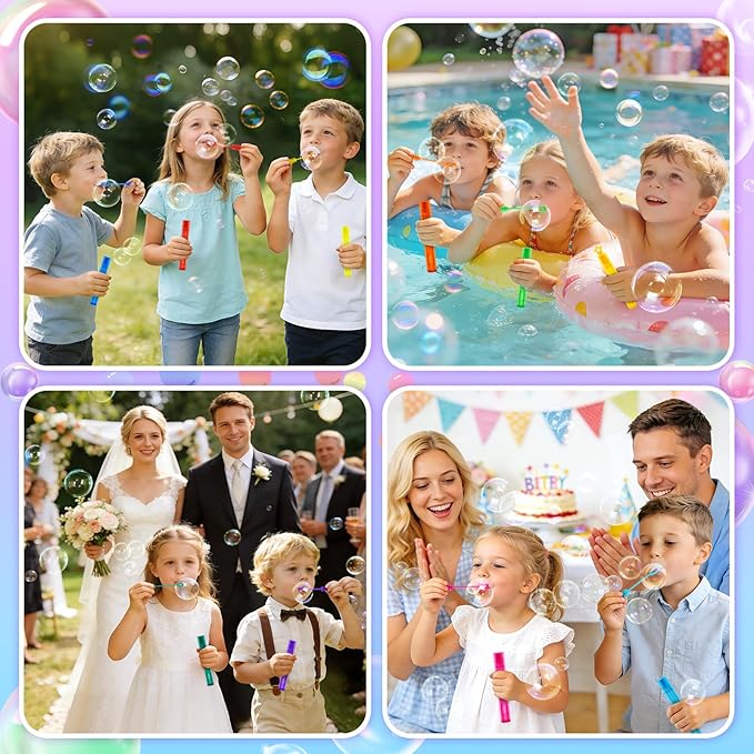 500 Pcs Mini Bubble Wands for Kids, Bulk Bubble Wands in 10 Colors, Kids Party Favor, Themed Birthday, Christmas, Goodies Bags, Wedding, Carnival Prizes Toys, Bubble Summer Outdoor Gifts for Kids