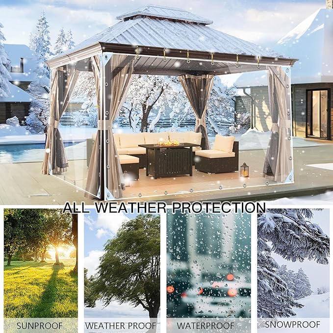 Clear Tarps Heavy Duty PVC, Transparent Tarp Durable Waterproof Dustproof Windproof, Tarpaulin with Grommets & Ropes for Greenhouse, Patio, Garden, Pavilion, Chicken, Porch, Outdoor（5' x 7'）