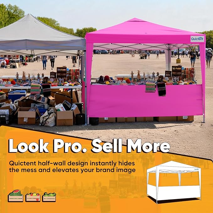 Quictent 10x10 Pop Up Canopy Tent with 2 Half Sidewalls, Instant Setup Gazebo for 1 Person, Portable & Compact, Waterproof & UV Protection, Ideal for Camping, Beach, Parties, and Outdoor Events