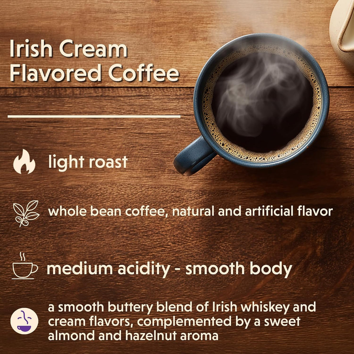 Coffee Bean Direct Irish Cream Flavored, Whole Bean, 5lb Bag | Light Roast, Creamy Toasted Nut Flavored Coffee Beans