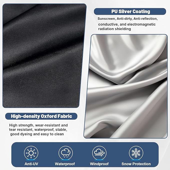 Outdoor Furniture Cover - 100% Waterproof, High Density Oxford, PU Silver Coating, UV Resistant, All-Weather Resistant Patio Table Cover for Round Patio Furniture Set - 72×28 Inch