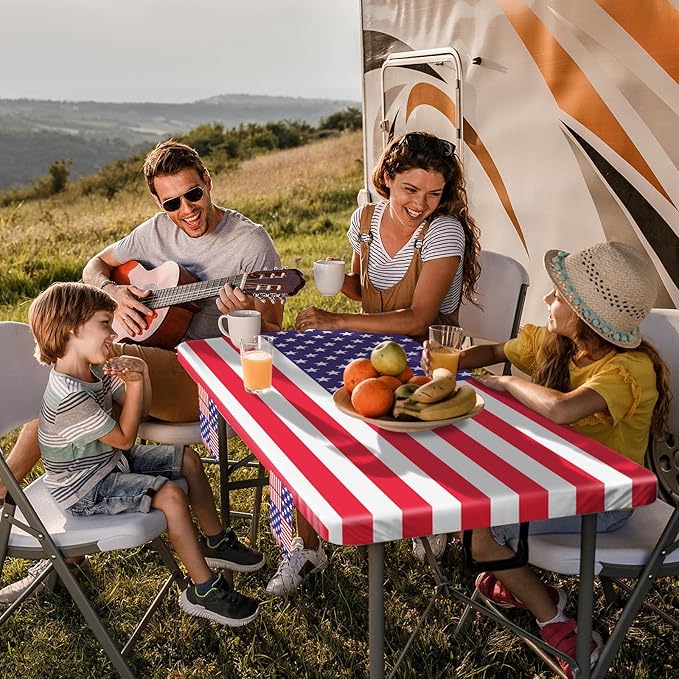 Picnic Table Cover with Bench Covers Fitted Elastic Non Slip Water Resistant Camping Tablecloths for 6 Foot Rectangular Tables Travel Trailer Gadgets Summer Garden Supplies Gifts for Couples