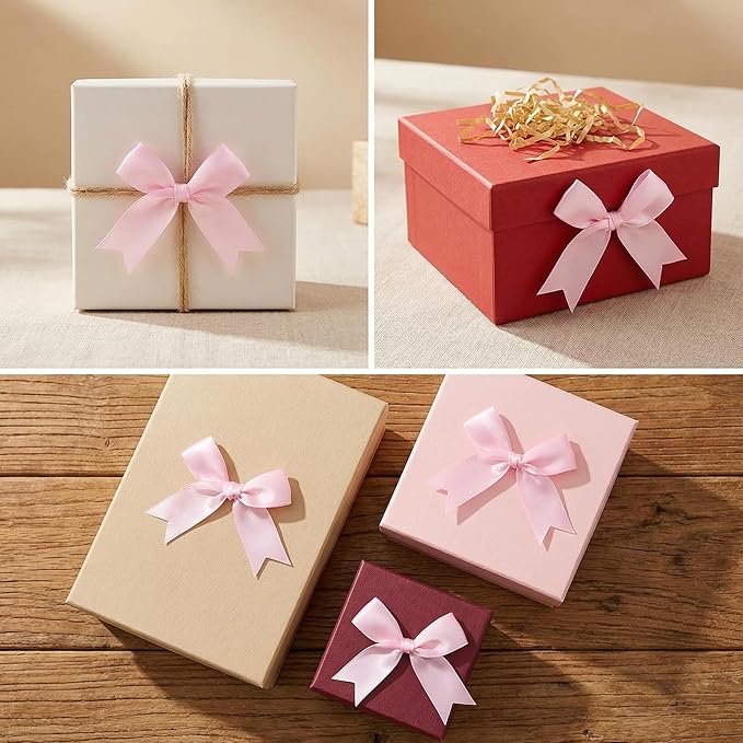 Pink Gift Wrap Bows – 100pcs 3.3 Inch Elegant Satin Bows for Gift Wrapping, Wedding Decor, Baby Shower, Party Decorations, Birthday, Christmas, Anniversary, DIY Crafts, Gift Bags