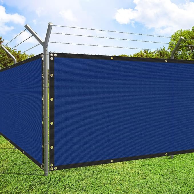 ECOOPTS 4'x118' Privacy Fence Screen Windscreen with Copper Grommets, Fit for Commercial Fence and Residential Garden Outdoor 90% UV Blockage, Cable Zip Ties Included (Blue)