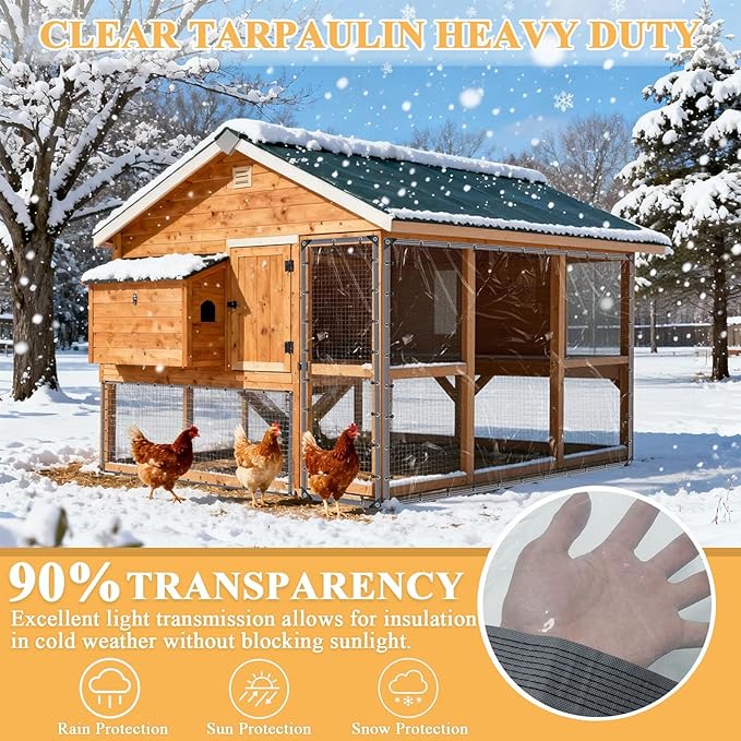 20x20 FT Clear Vinyl Patio Enclosure Panels - Heavy Duty Waterproof Clear Tarps with Reinforced Edges & Grommets for Temporary Winter Porch Enclosure & Deck Enclosure