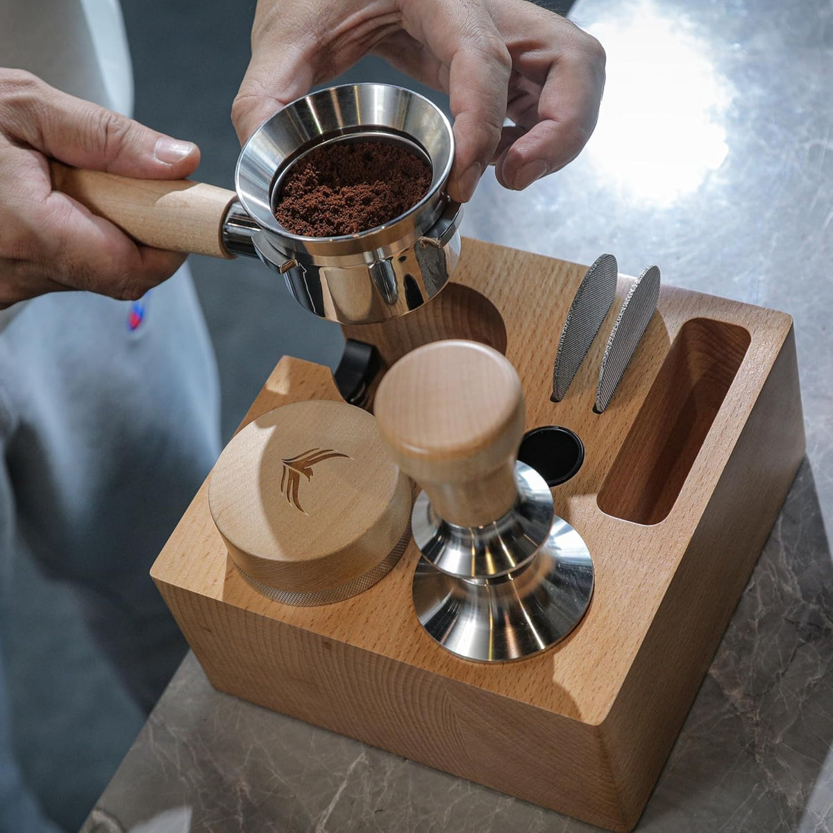 58mm Espresso Tool Set for Breville Dual Boiler & Oracle Jet Includes Naked Portafilter, Spring Tamper, Distributor, Tamping Station