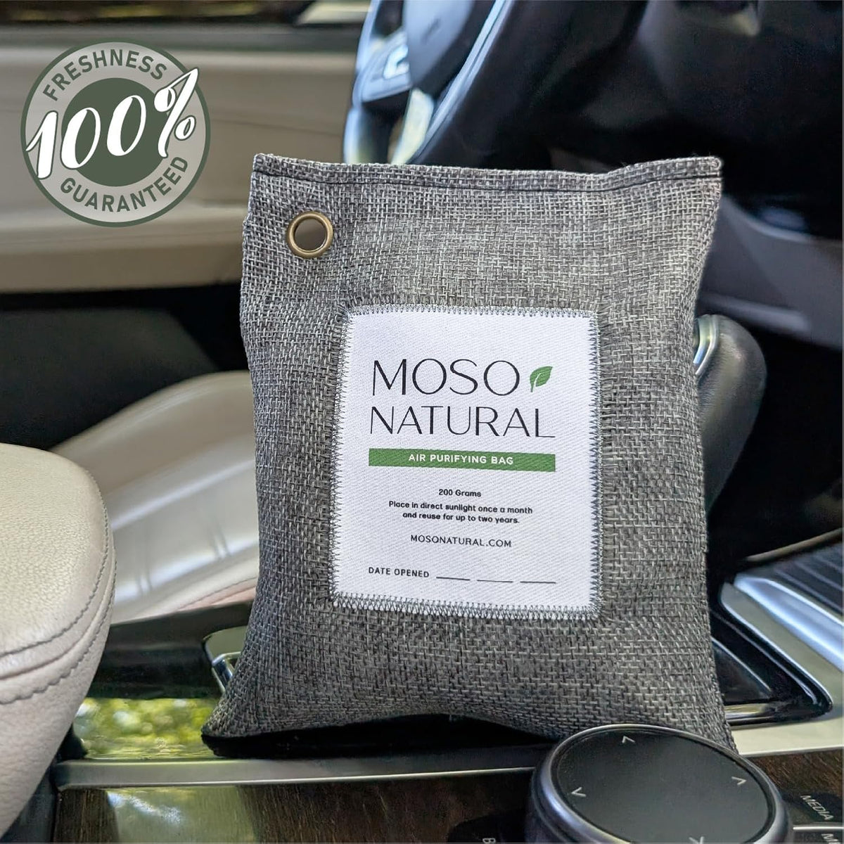 Moso Natural Air Purifying Bag 200g (5 Pack) Bamboo Charcoal Odor Absorber for Home & Car | Closet Odor Eliminator, Small Room Deodorizer & Car Air Freshener | Long Lasting Charcoal Bags Cover 90sqft