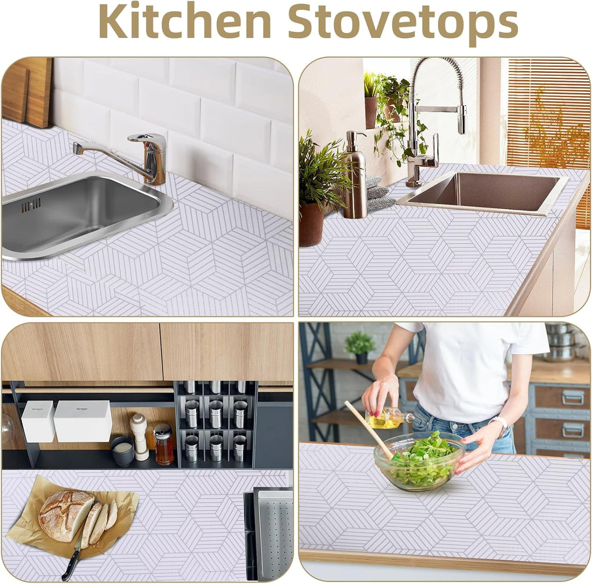 Shelf Liners for Kitchen Cabinets Non Adhesive Shelf Liner Paper Non-Slip Thickened Drawer Liner Easy to Clean for Tool Box Refrigerator with Knife and Tape Measure, Silver Geometric, 11.8 x 354.3 in