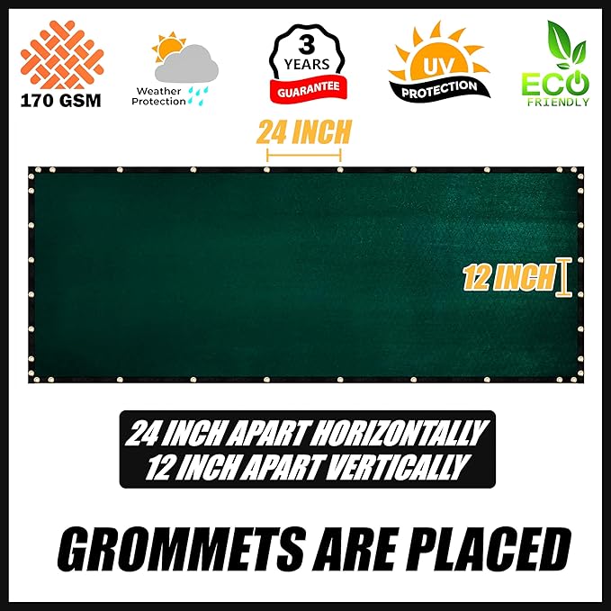 Royal Shade Custom Size 4' x 198' Green Fence Privacy Screen Windscreen Cover Netting Mesh Fabric Cloth - Cable Zip Ties Included (We Make Custom Size)