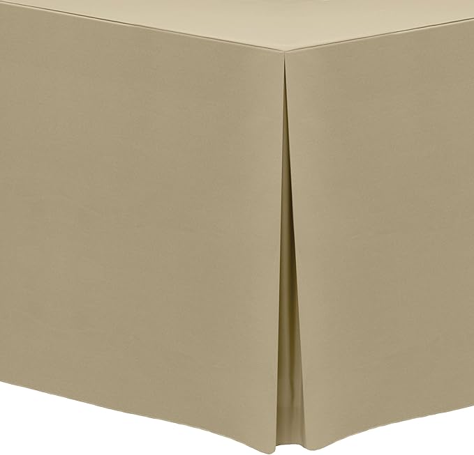 Ultimate Textile -2 Pack- 5 ft. Fitted Polyester Tablecloth - Fits 30 x 60-Inch Banquet and Folding Rectangular Tables - 42" H, Camel Light Brown