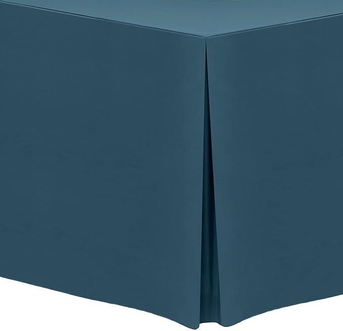 Ultimate Textile -3 Pack- 5 ft. Fitted Polyester Tablecloth - Fits 30 x 60-Inch Banquet and Folding Rectangular Tables - 42" H, Wedgewood Blue
