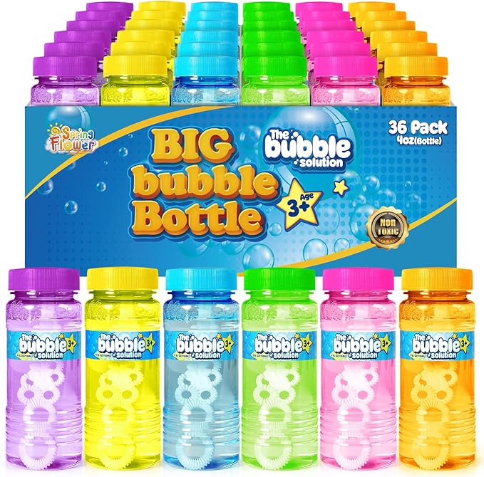 36 Pcs Bubble Bottles with Wand,Bubbles Party Favors for Kids,Summer Toys, Blow Bubbles Solution Novelty Toy, Party Favors, Birthday Party Supplies, Outdoor & Indoor Activity,4oz,6 Colors