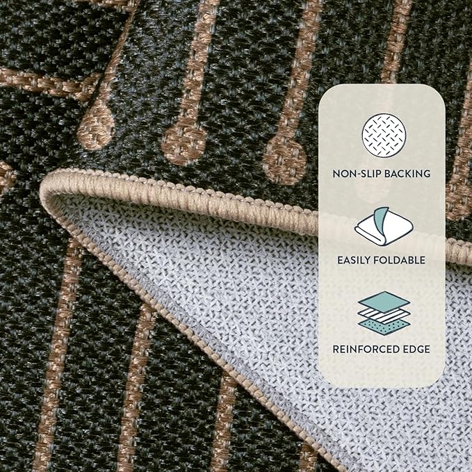 Lahome Neutral Geometric Outdoor Rug, 5x7 Black Living Room Dining Room Rug Indoor Outdoor Carpet, Farmhouse Rhombus Non Slip Non Shedding Carpet for Patio Deck Office Classroom
