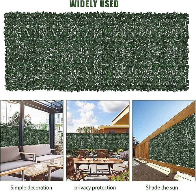 Faux Ivy Privacy Fence Screen Outdoor Expandable Artificial Greenery Roll Fake Hedge Wall Patio Green Plastic Leaf Plant Vine Grass Panels Gate Covering Garden Yard Balcony (158.0 X 60.0 in)