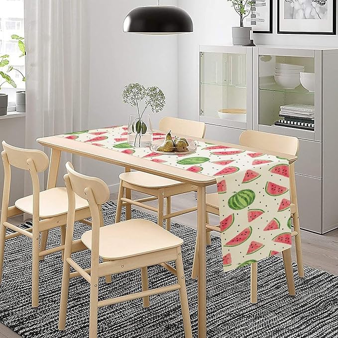 Watermelon Table Runner, Spring Summer Watermelon Theme Table Runner for Party Decoration Dining Room Holiday Home Kitchen 13x120in