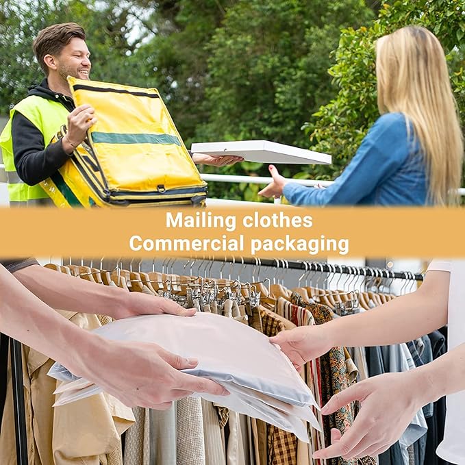 Clear Zipper Bags Resealable for Clothes, 3 Mil Thick 10x13 inch Large Plastic Mailers Travel for Clothing, 100 Pcs Self Seal Apparel Poly Bags for Sweaters, Jeans Shipping