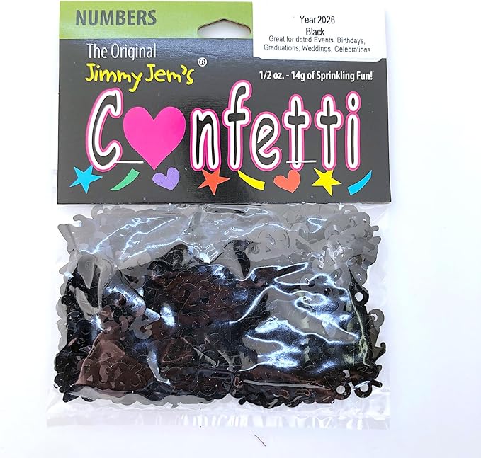 Confetti Year 2026 Black - 3 Half Oz Bags (1.5 oz) #7340 Q03