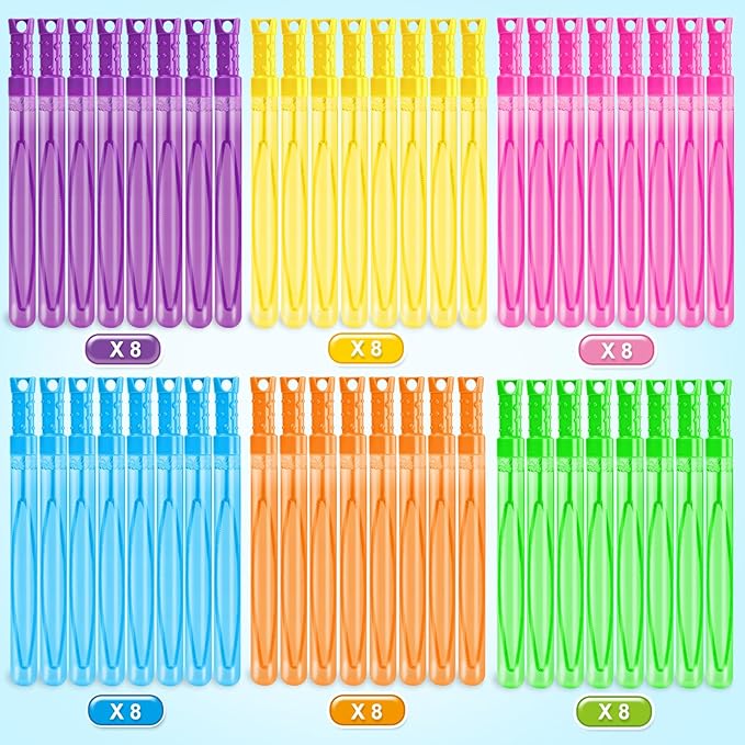 AuroTops 48 Pcs Bubble Wands Bulk,Bubbles Party Favors for Kids Giant Bubble Wand,Big Bubbles Birthday Gifts for Boys Girls,Ideal for Carnival,Wedding,Classroom Prizes,Goodies Bags Stuffers,6 Colors