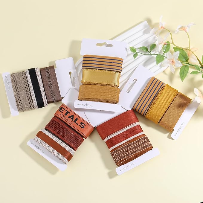 BEEFLYING 3 Styles Wire Edged Ribbons for Gift Wrapping, 25~28mm×2.7m Fabric Satin Ribbons for Wedding Party Decoration Hair Bows Flower Bounquet Sewing and Craft, 9 Yards