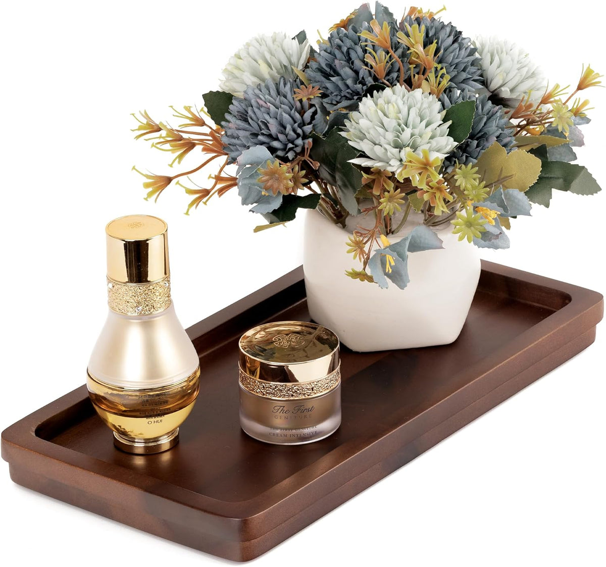 Bathroom Vanity Tray 11.8x5.9in of Acacia Wood - Elegant Organizer for Cosmetics, Jewelry, Perfume, Candle, Key - Premium Wood Tray for Bathroom