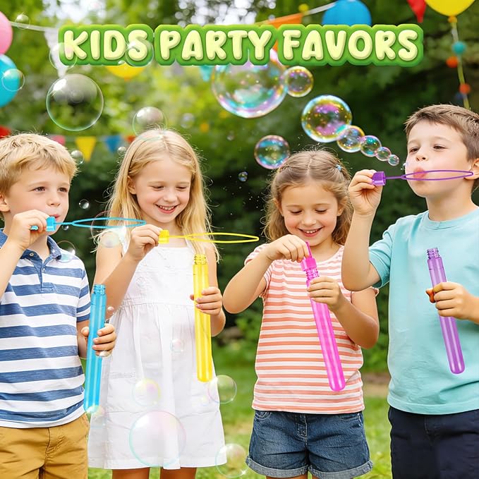 AuroTops 60 PCS Bubble Wands Bulk,Bubbles Party Favors for Kids Giant Bubble Wand in 6 Colors,Birthday Gifts for Boys Girls,Summer Toy Indoor & Outdoor Activities,Classroom Prizes,Ideal for Wedding