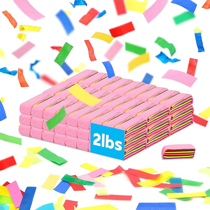 Multicolor Bulk Confetti Paper 2.2lbs / 1kg – Biodegradable Tissue Paper Confetti, Non-Staining, Fire-Resistant | Parties, Weddings, Events, Confetti Launcher Machine Refill