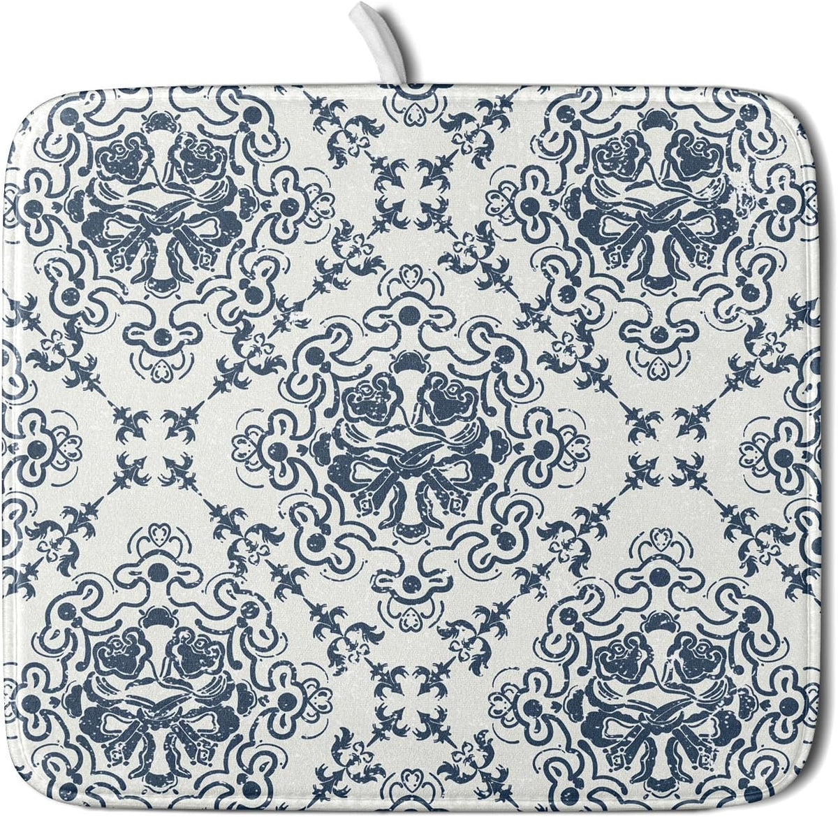Bohemian Grey Retro Dish Drying Mat for Kitchen Counter,Boho Abstract Flower Art Drying Mat 16 x 18 Inch Microfiber Dish Drying Pad Dish Rack Pad