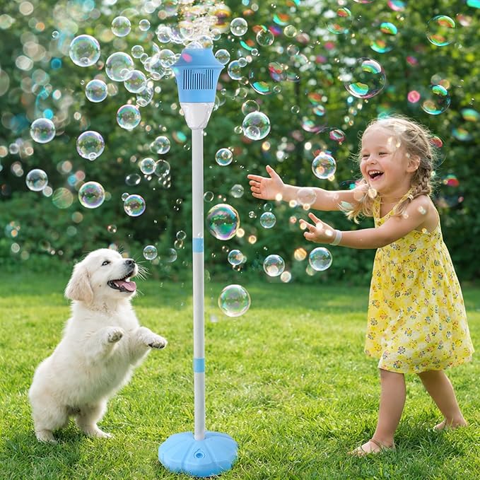 Automatic Bubble Machine for Kids,Standing Torch Bubble Maker with Light/Music for Toddlers, Height Adjustable Up 21 to 47 Inches,Pecfect for Birthday and Outdoor Party, Gifts