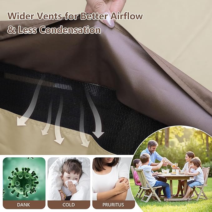 Outdoor Patio Furniture Cover - Heavy Duty Waterproof 600D Tough Canvas Protector for Square Table Cover, All-Season Dining Table and Chair Cover (74L x 74W x 28H Inch)