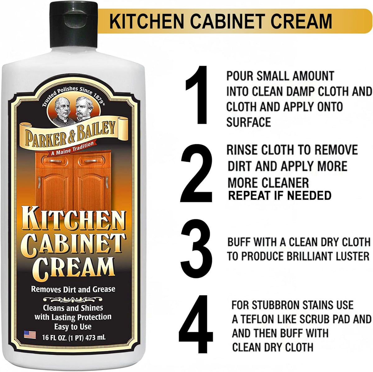 Parker and Bailey Kitchen Cabinet Cream-Wood Cleaner-Grease Remover 16 oz (1)