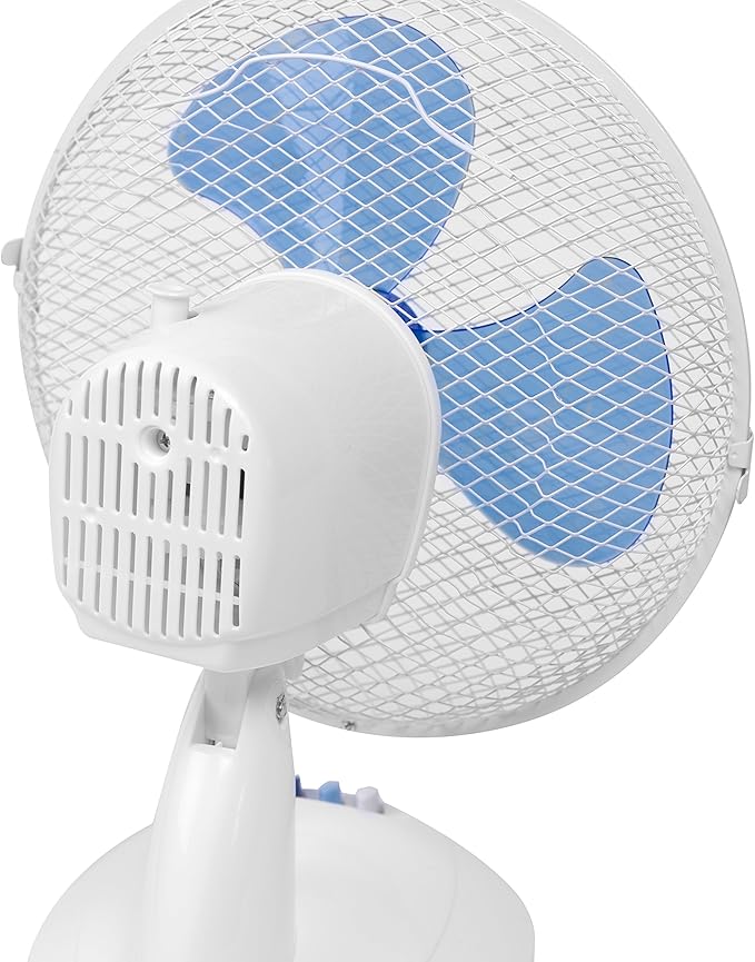 Bestron Mobile table fan Ø 27 cm, Small fan with 2 speed levels & oscillation function 75°, Height: 29 cm, 30 Watts, DDF27W, Colour: white