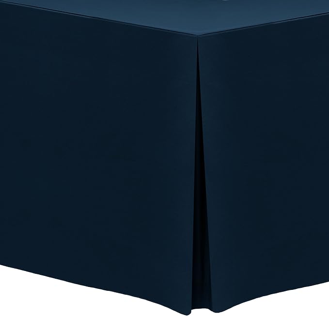 Ultimate Textile -2 Pack- 5 ft. Fitted Polyester Tablecloth - Fits 30 x 60-Inch Banquet and Folding Rectangular Tables - 42" H, Midnight Navy Dark Blue