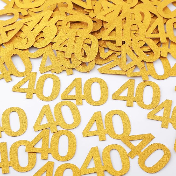 40th Happy Birthday Confetti Decorations - Gold Glitter Number 40 Party Decorations, Wedding Anniversary Party Table Decorations