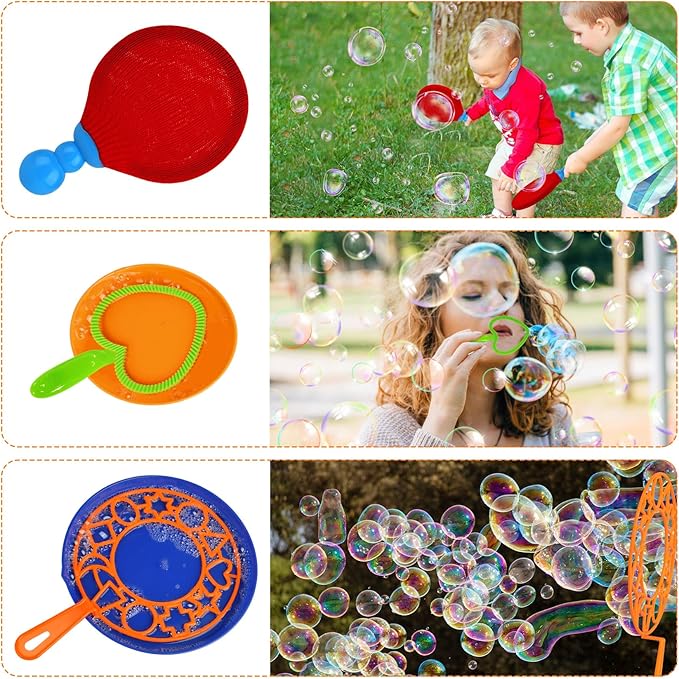 Roberly 17 PCS Big Bubble Wands Toys Set, Tray, Soft Racket, Bulk Funny Bubbles Making Toys for Kids Summer Outdoor Activities Game Birthday Party Favors