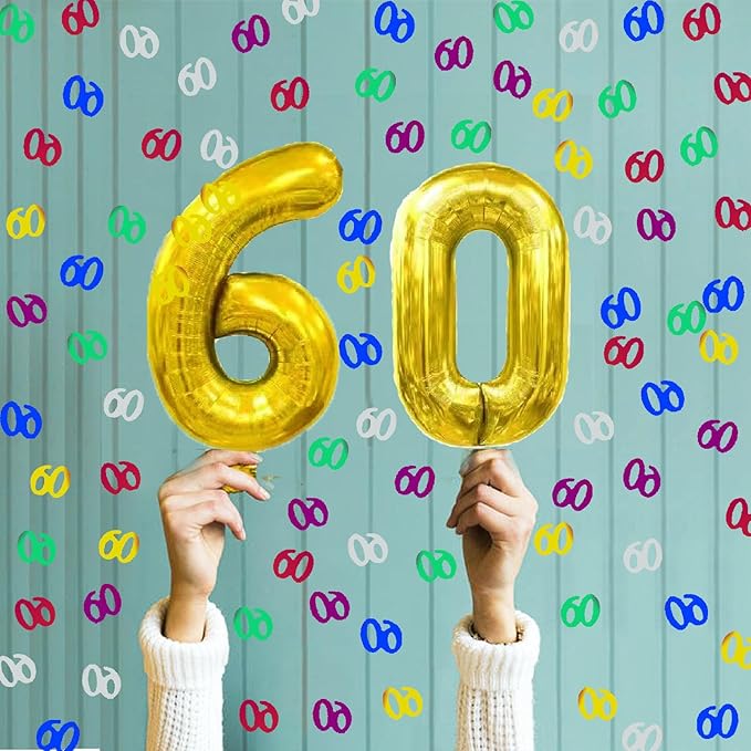 Confetti 60 Confetti 60th Birthday Decoration Scatter Party Glitter Metallic Table Decoration for Anniversary Birthday Retirement event Supplies.(60 Color)
