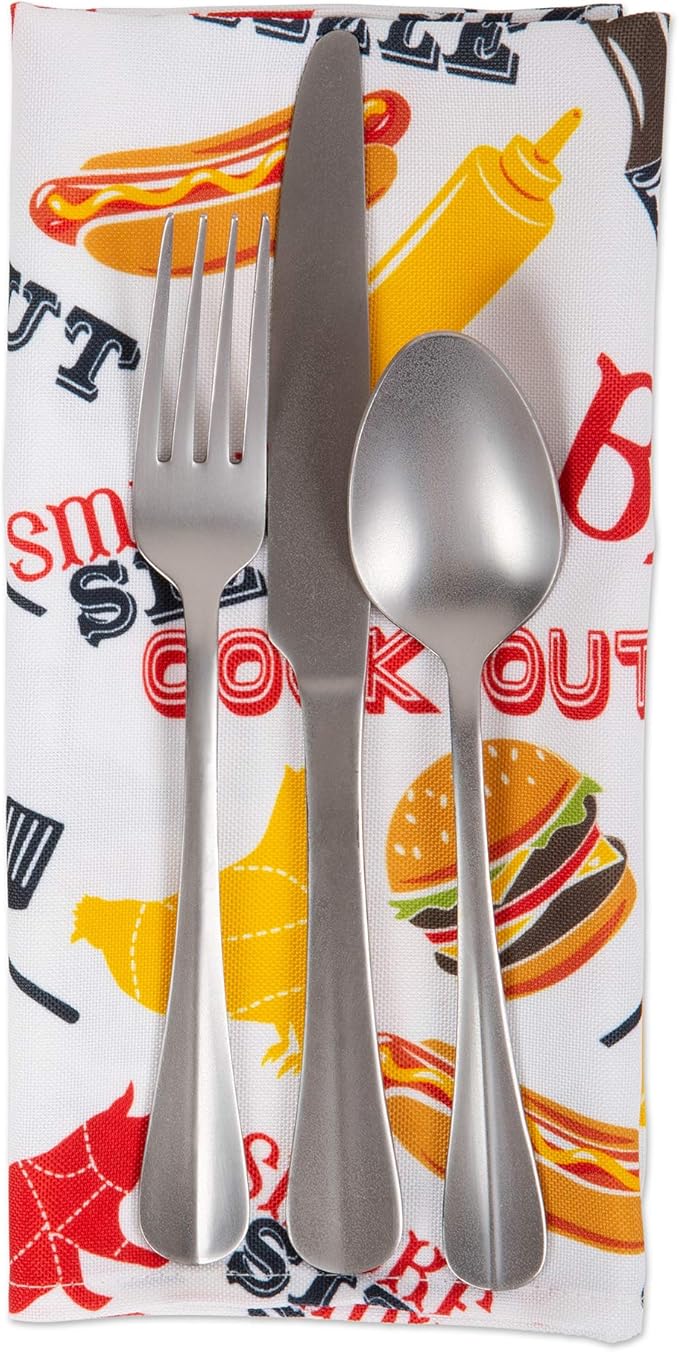 DII Outdoor Tabletop Collection, Stain Resistant & Waterproof, Napkin Set, Barbeque
