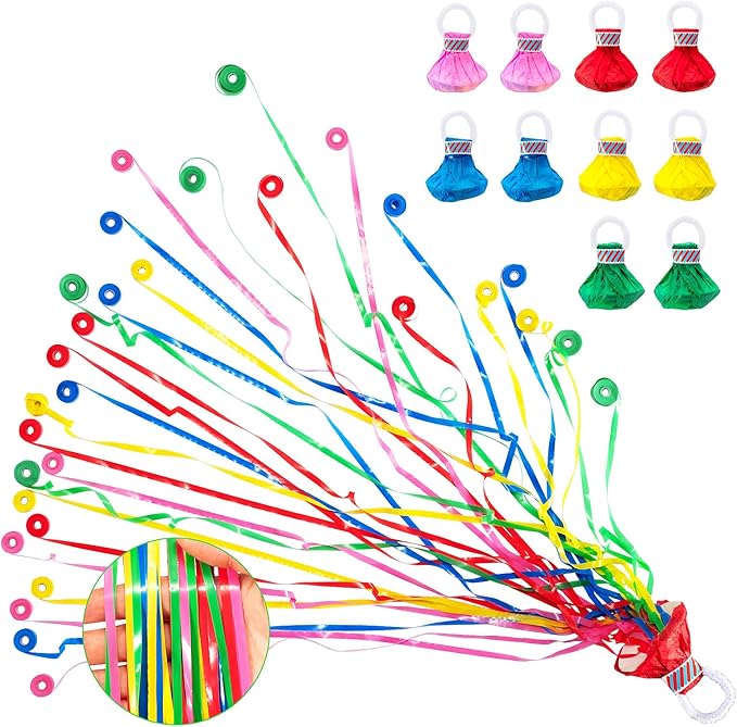 Confetti Poppers, 10 Pack Plastic No Mess Streamers, Party Poppers for Birthday,Wedding,Celebrations,Graduation Party (Colorful 2, 10 Pack)