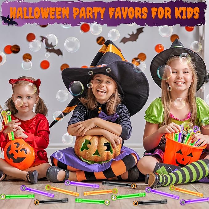 Halloween Party Favors Supplies for Kids 64-200 Pack, Bulk Mini Bubble Wands Toys Gifts for Toddlers, Non Candy Trick or Treat Bucket Stuffers Fillers, Halloween Classroom Goodies Stuff for Boys Girls