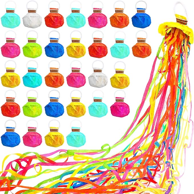 WILLBOND 30 Pieces Colorful No Mess Streamers Poppers Hand Throw Streamers Confetti Poppers No Mess Paper Crackers for Birthday Wedding Toss Celebrations Graduation Party Favors Shows(Colorful)
